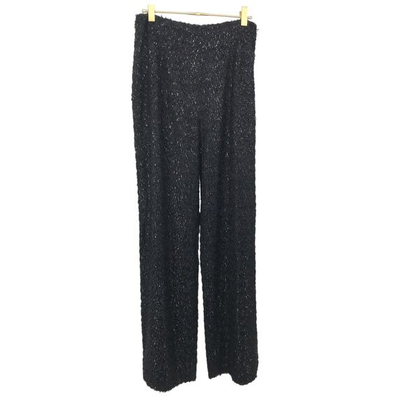 Staud Black Metallic Tinsel Wide Leg Pants Womens 8 Holiday Party - Picture 1 of 9